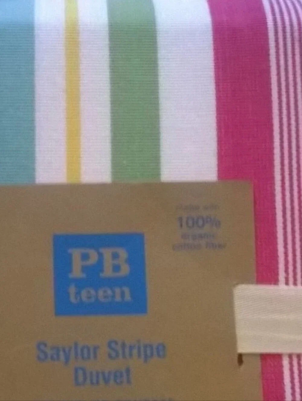 Pottery Barn Teen Saylor Stripe TWIN DUVET Thick Organic Cotton Multicolor DORM